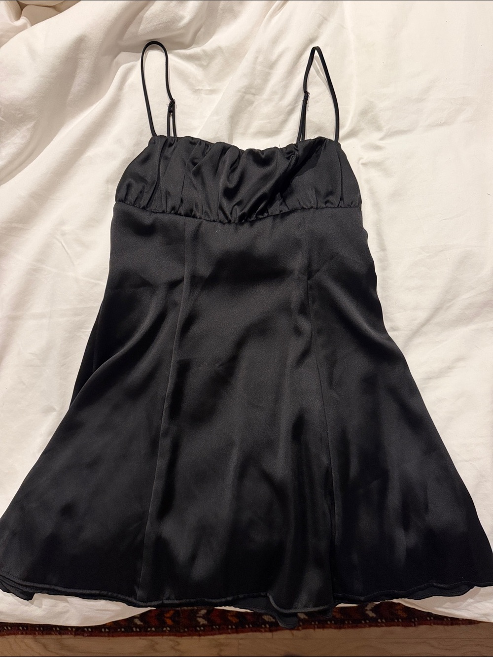 Black Satin Cami Slip Dress - Women